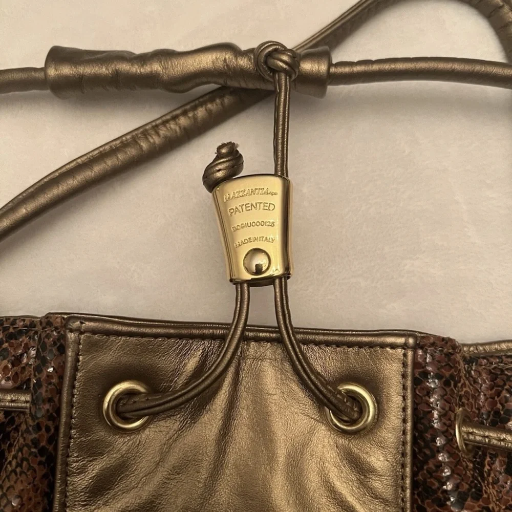 💚 Vintage Mazzantia Leather Drawstring Bucket Bag🩷